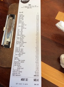 Our bill at breakfast