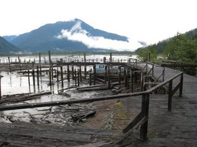looking east at low tide