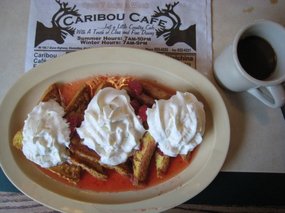 - great serving of French toast at Caribou Cafe