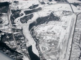 - the ice jammed Nechako River from above