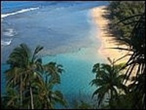 - Ke'e Beach as seen from Kalalau Trail
