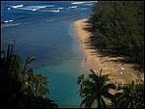 - Ke'e Beach as seen from Kalalau Trail