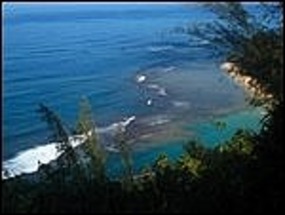 - Ke'e Beach as seen from Kalalau Trail