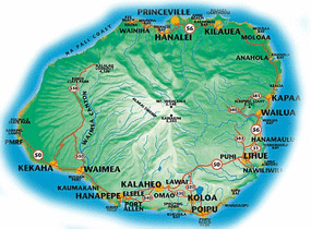 - Waimea - located on southwest coast