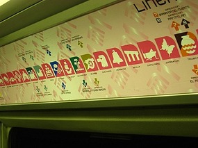 - symbols identify the subway stations