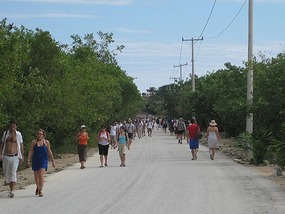 - walking to Tulum from the main highway