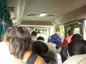 - inside crowded minibus to Cerro Punta