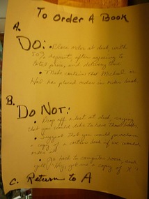 - the rules for ordering books