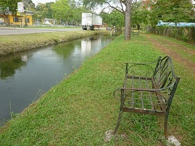 - park-like setting along canal