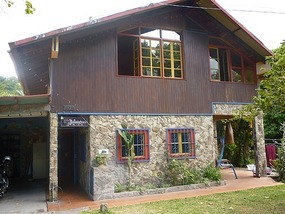 - combination of wood and natural stone