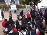 Students Lining Up by Seating Block