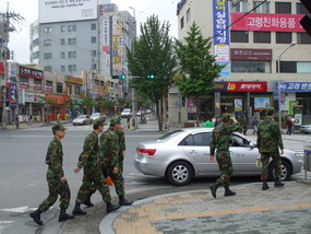 Soldiers are usually seen by train stations