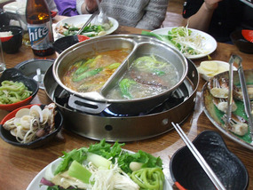 Boiling the Seafood and Vegetables