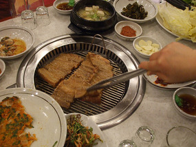 Cooking the Beef in Flame Pit