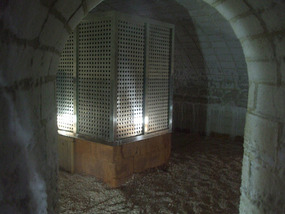 Inside Gravel Floor Sauna Room