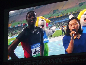 Winner with Reporter
