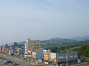 Restaurant Strip with Mountains
