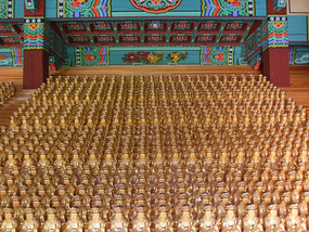 Rows of Tiny Buddhas