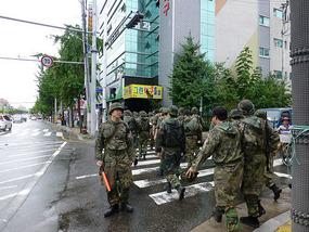 Cadets Crossing Road