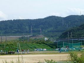 KTX Passes by Baseball Field