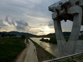Sun Sets Over River