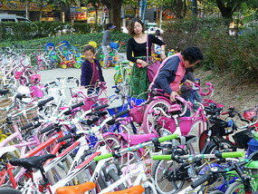Family Choosing Bikes