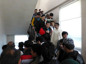 Leaving the Prayer Hall