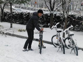Arriving by Bike in Slippers
