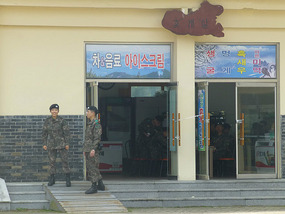 Soldiers in Cafe