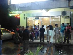 Crowds Leave Restaurant
