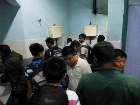 Crowded Bus Terminal Washroom
