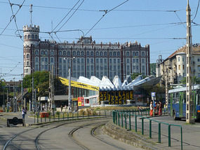 Tram Station and Castle Style Building