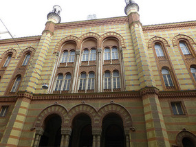 Synagogue Facade with Ten Commandments