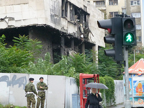 Soldiers Guard Building