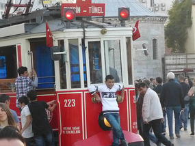 Kids Hanging out on Tram