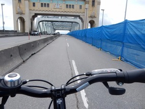 Biking Across Bridge