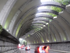 Walking Thru Open Tunnel