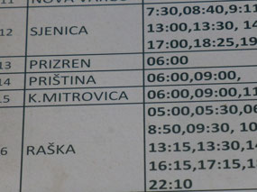Pristina Bus Times