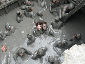 Getting drips of mud on my face...