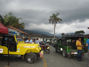 Jeeps waiting to pick people up