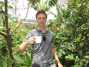John enjoying his freshly made coffee