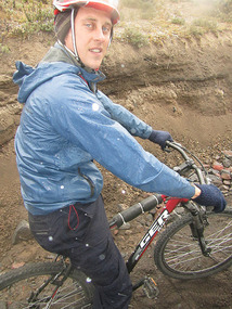 John about to cycle down Cotopaxi