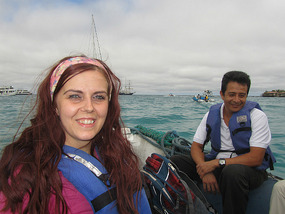 Me boarding the dingy