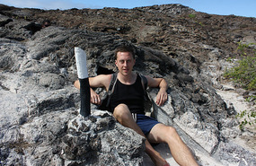 John in a lava tunnel