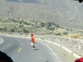 Miguel skateboarding