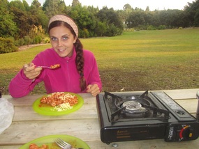 Having lunch 
