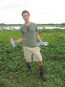 In his wellies