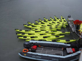 Kayaks ready to go