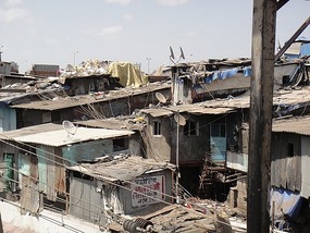 View from the bridge into the slum