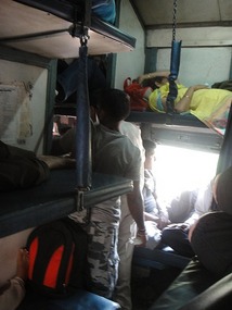 Train compartment once it had emptied a bit